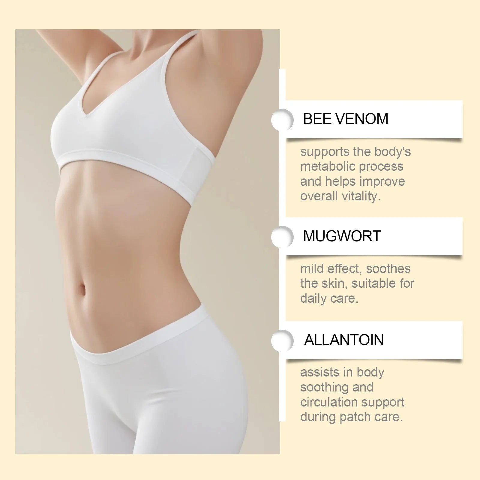 Pack of ten herbal body shaping navel patches with bee venom and argy wormwood ingredients