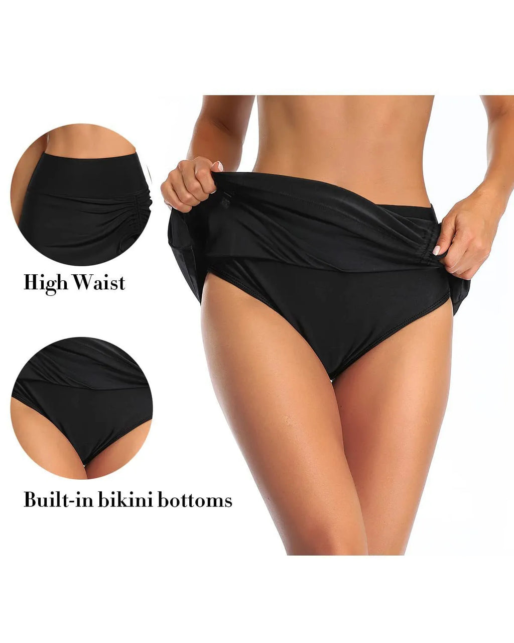 Women's solid colour lace-trimmed casual swimming trunks in briefs style