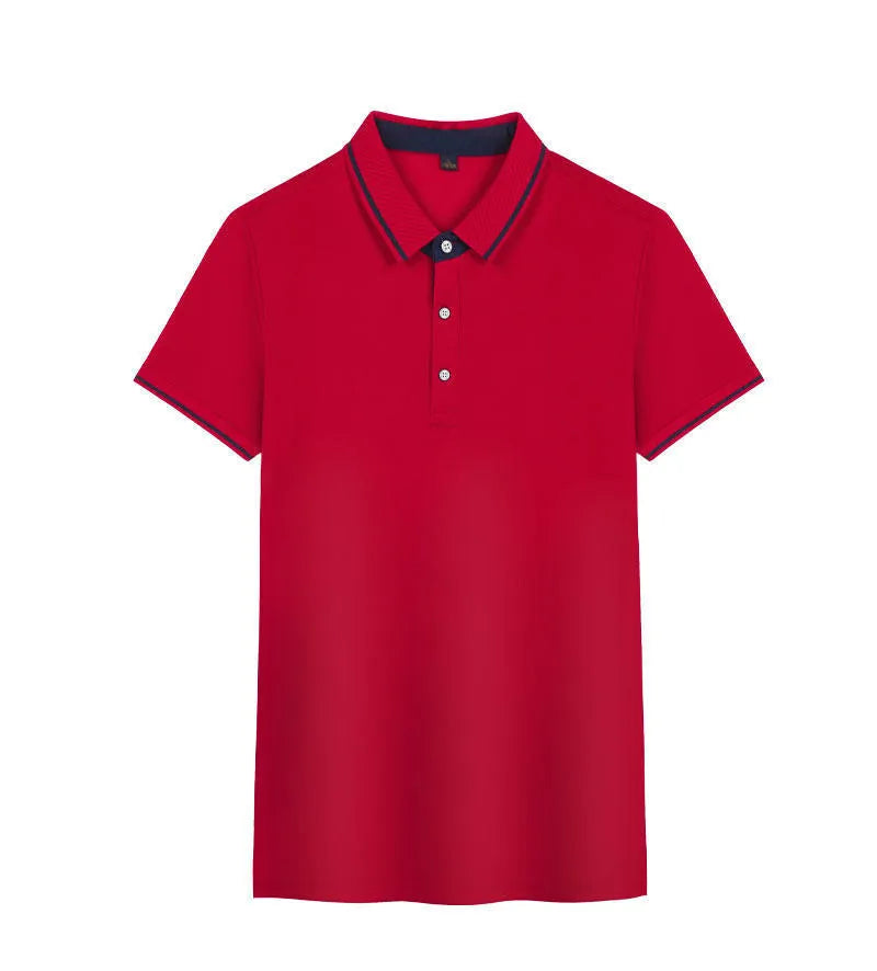 Quick-drying Korean style polo shirt in loose fit with asymmetric detail and short sleeves