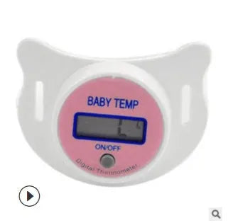 Blue and pink pacifier digital thermometer for baby oral temperature measurement with LCD display
