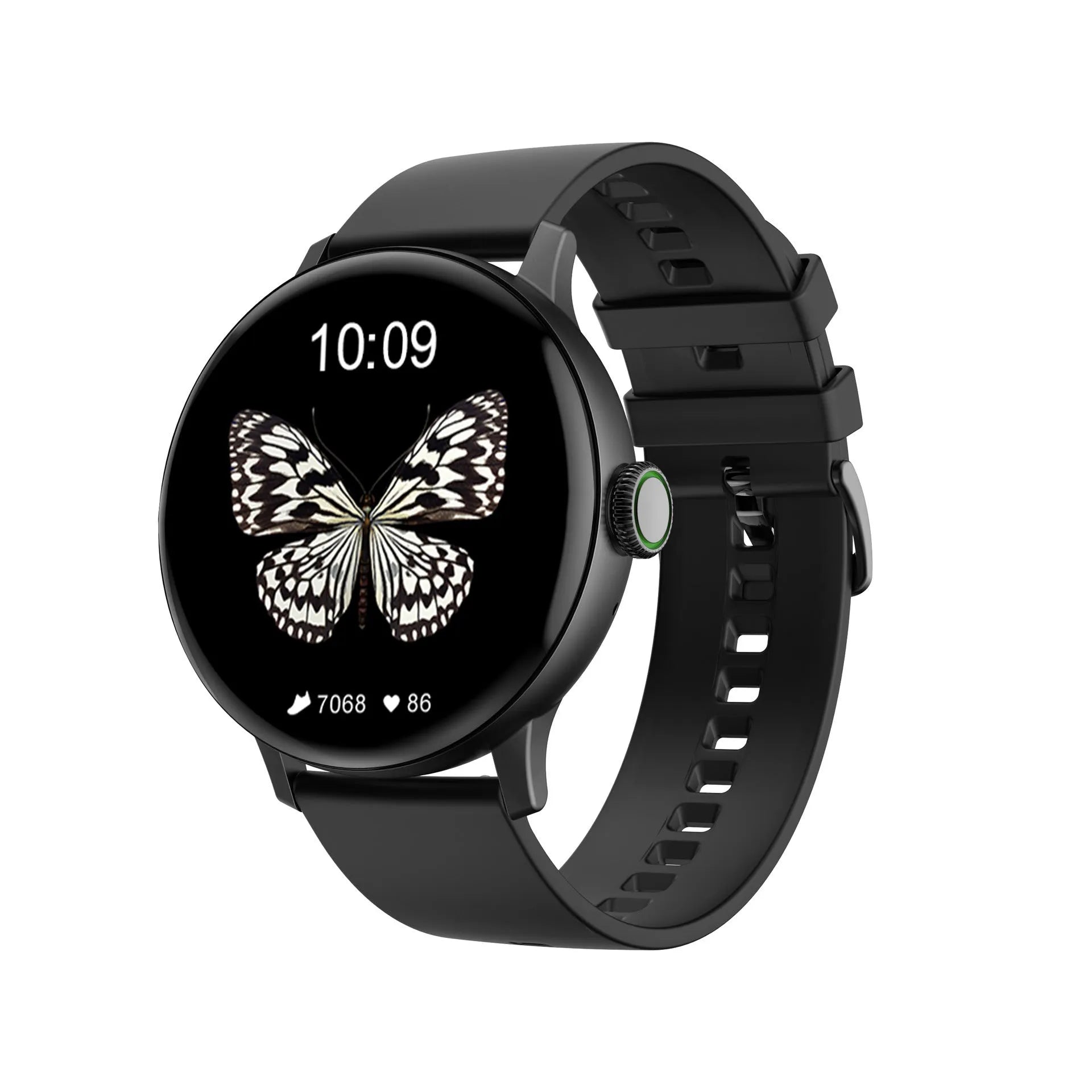 Bluetooth smart bracelet with touch screen showing heart rate display