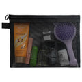 Transparent nylon mesh cosmetics storage bag with zipper in three sizes