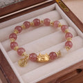 Floral glazed bracelet with zodiac animal charm and electroplated glass beads in multiple colour options