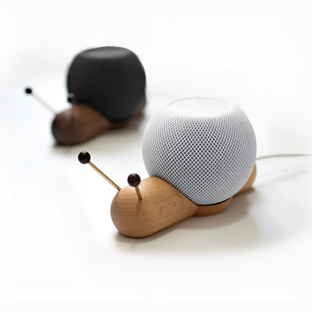 Khaki brown non-slip desktop bracket holder for a Bluetooth speaker like the HomePod.