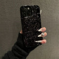 Tin foil pleated silicone phone case for Apple iPhone in black with embossed finish