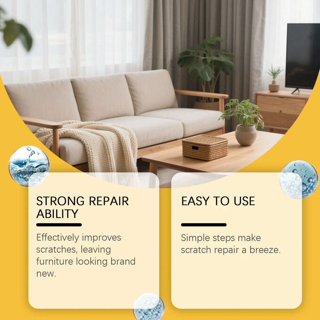 Wooden furniture scratch care set with 100ml bottle and microfibre application cloth