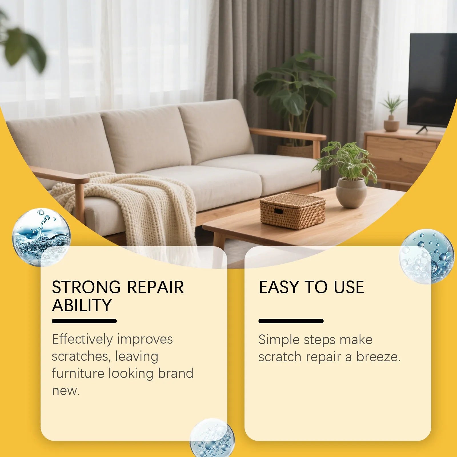 Wooden furniture scratch care set with 100ml bottle and microfibre application cloth