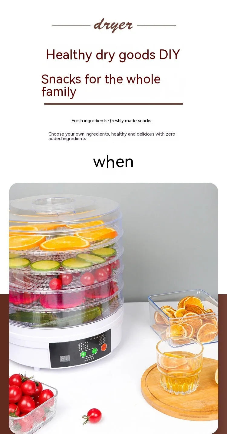Five-layer stainless steel fruit dehydrator food dryer with household compact design
