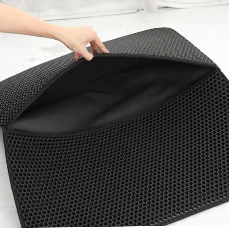 EVA double-layer washable cat litter mat in black, grey, blue, pink, and beige, 1.5cm thick