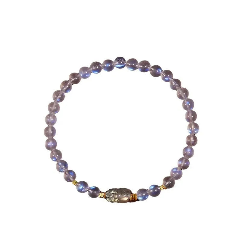 Women's moonstone bracelet with zodiac animal modelling in a national style.