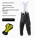 Black seven-inch cycling shorts with a shock-absorbing cushion, compression fit, and side pockets.