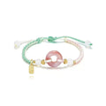 Women's woven watch band with peace buckle couple bracelet in peach blossom colours
