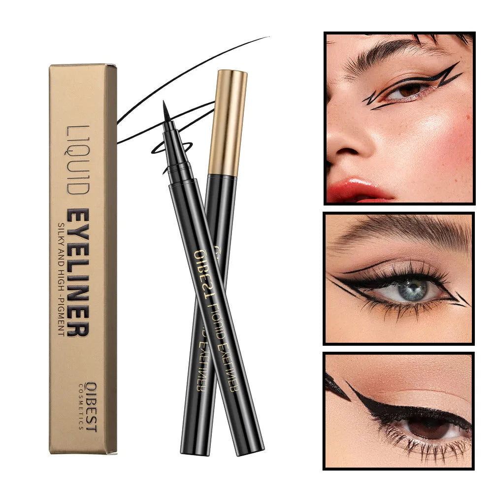 Black liquid eyeliner pen with sweat-proof quick-drying formula