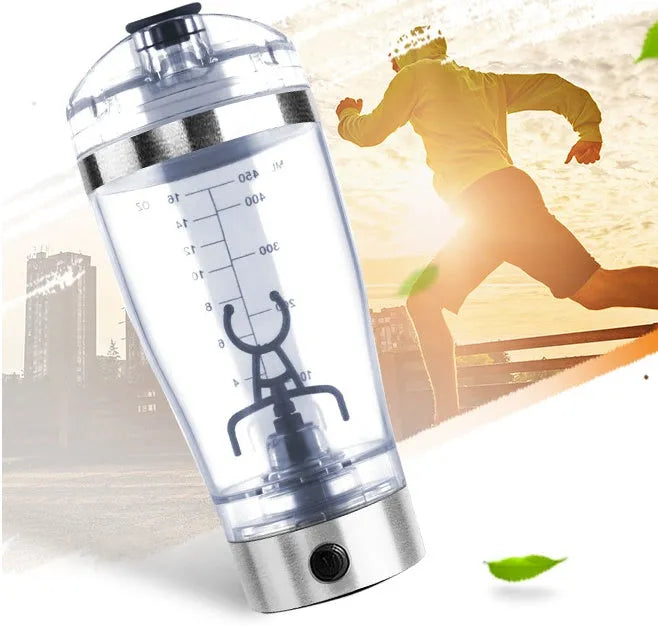 Electric protein shaker cup 450ml 600ml with USB Type-C and stainless steel colour