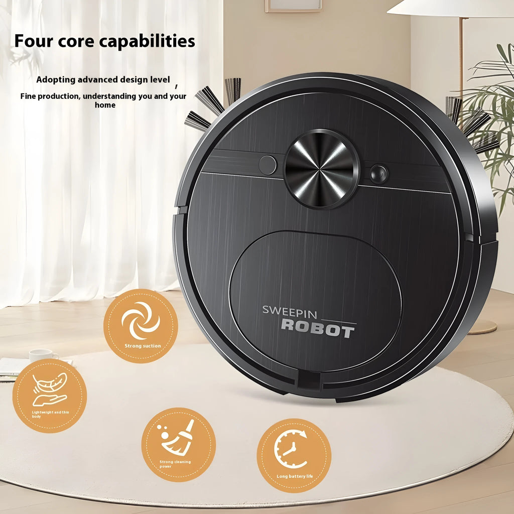 Black or white robotic vacuum cleaner and mop with USB charging cable and accessories