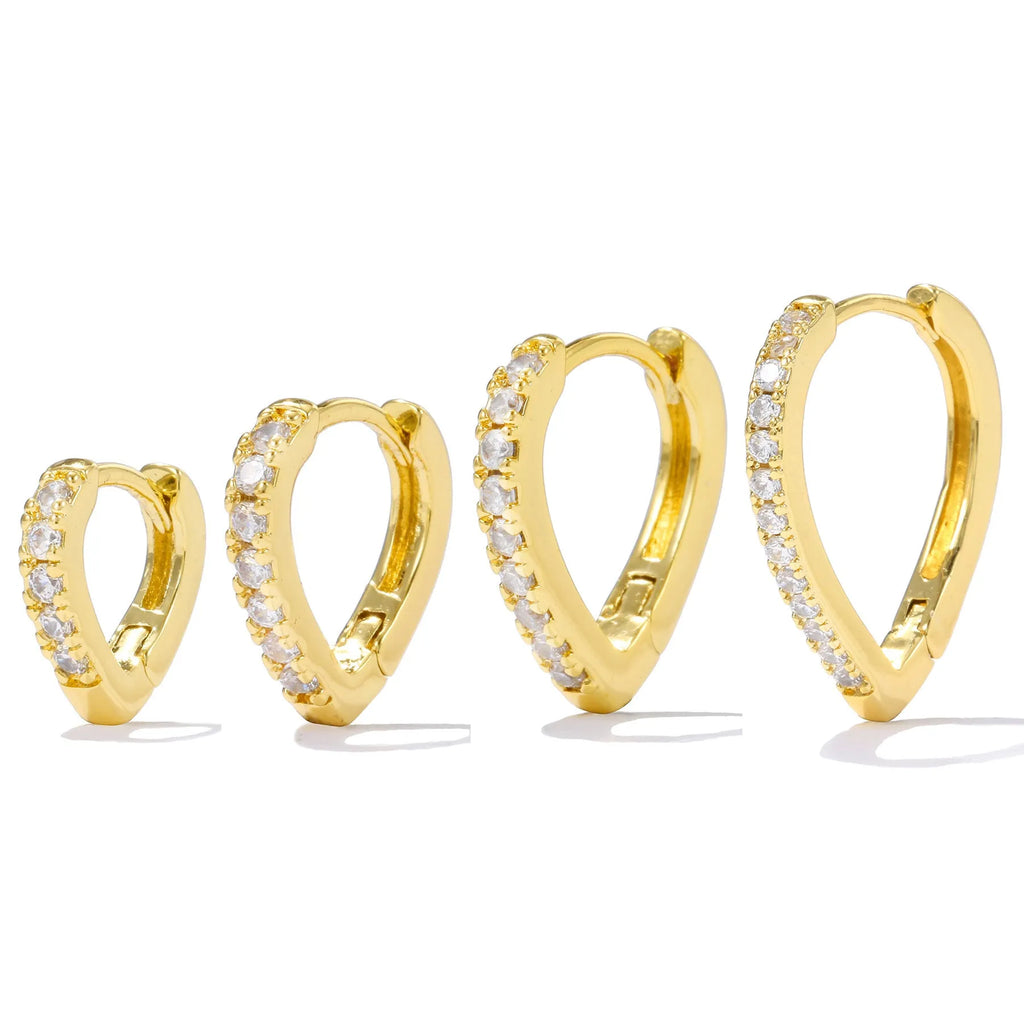 A geometric heart-shaped ear clip for women in electroplated copper, shown in gold and white K colour options.
