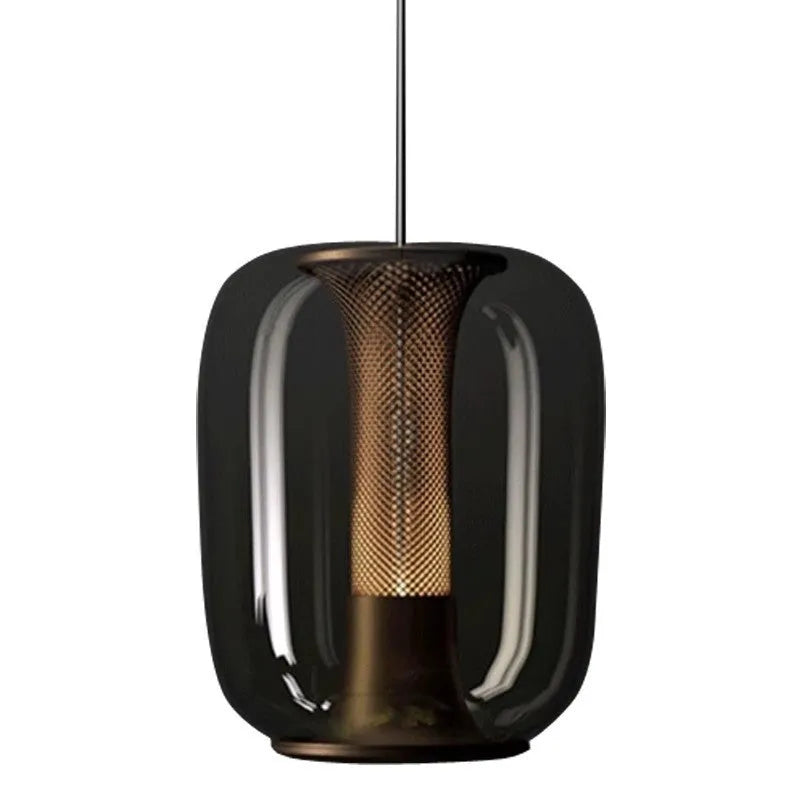 Nordic minimalist pendant chandelier with a creative glass shade in smoked grey, cognac, or transparent colour.