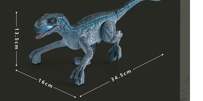 Remote control dinosaur toy with 3D eyes and realistic scales, 34.5cm, blue colour