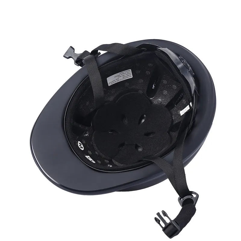 Black adjustable equestrian riding helmet for horse riding and cycling with S M L sizes