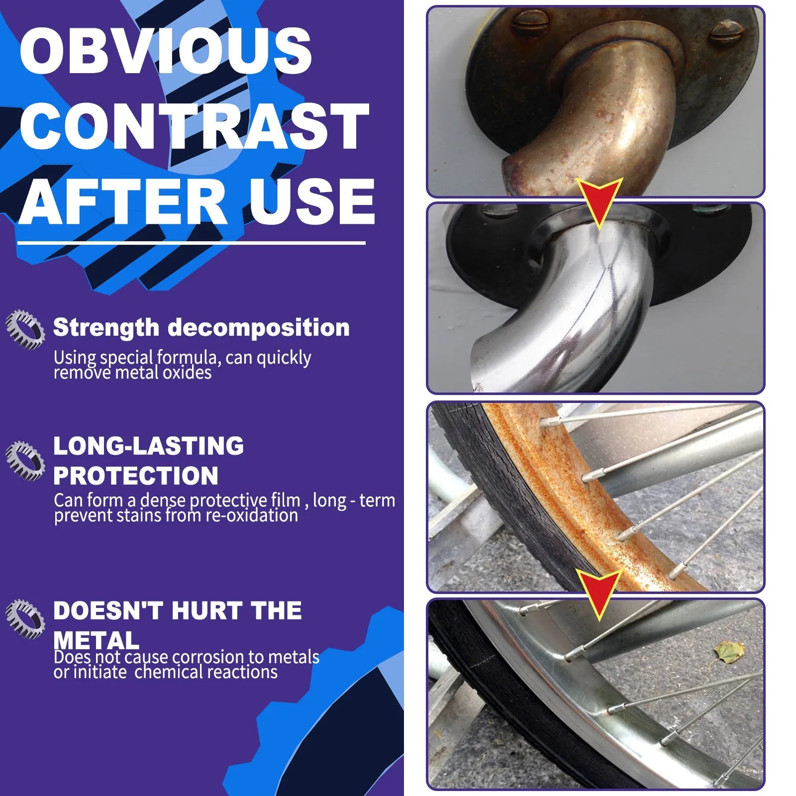 30ml plastic spray bottle of metal rust remover for stainless steel and wheel hub cleaning