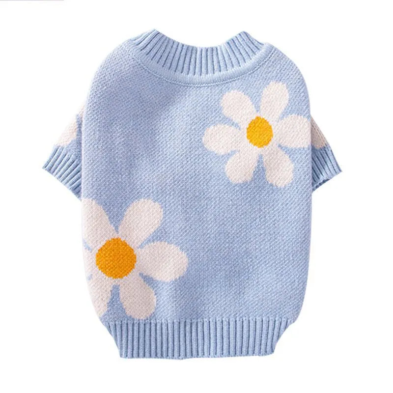 Small dog wearing blue polyester autumn clothing with weight-based sizing from XS to XL