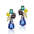 Glass crystal drop earrings in green with steel needle post, simple style design