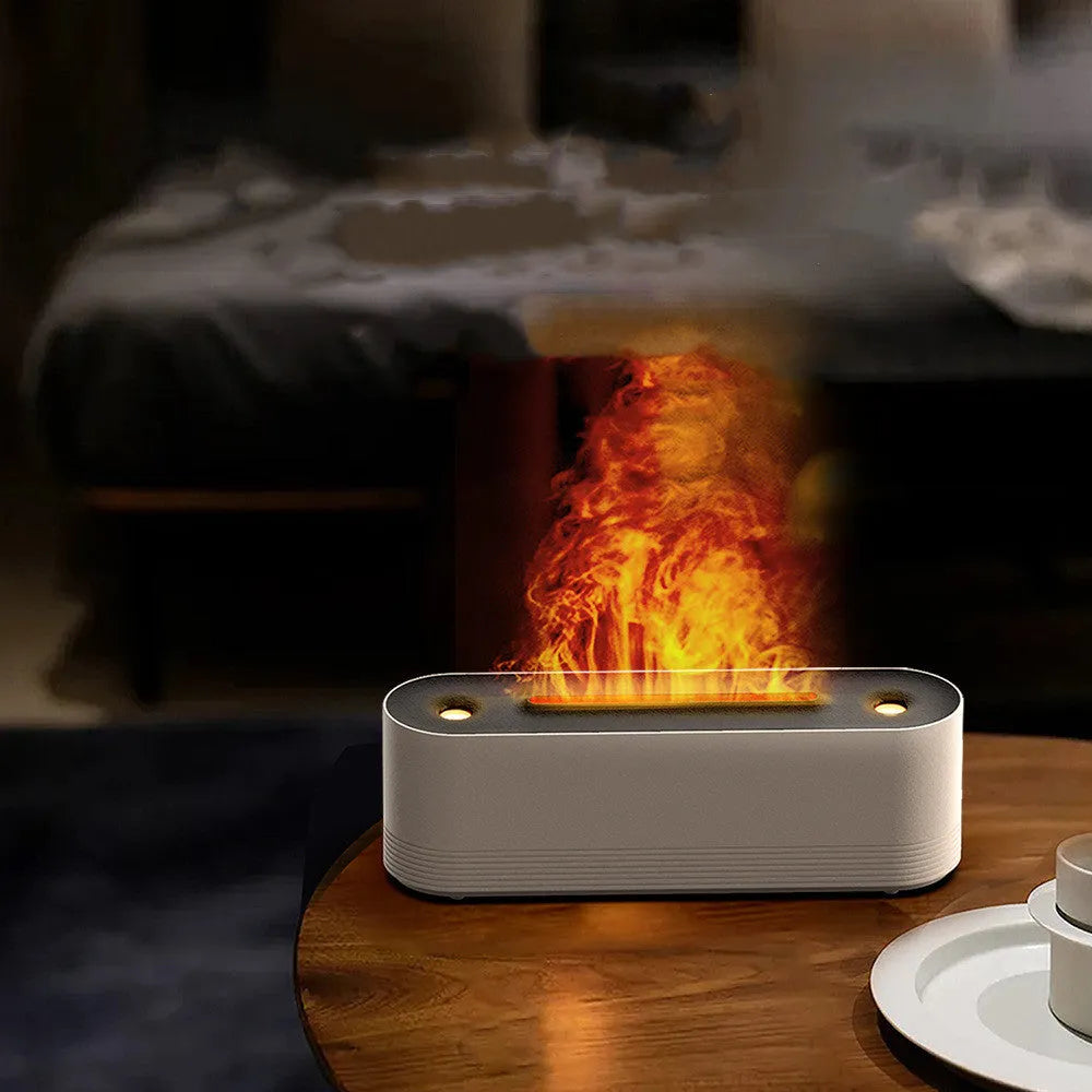 Black Flame Air ultrasonic humidifier with seven-colour LED lights and water vapour mist