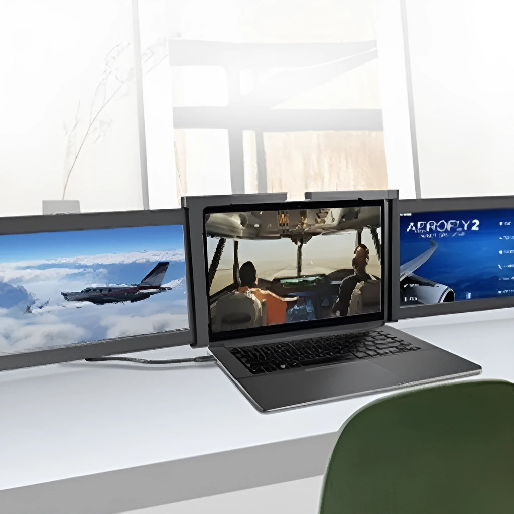 Black portable 12.2-inch IPS dual screen monitor with USB-C and HDMI ports