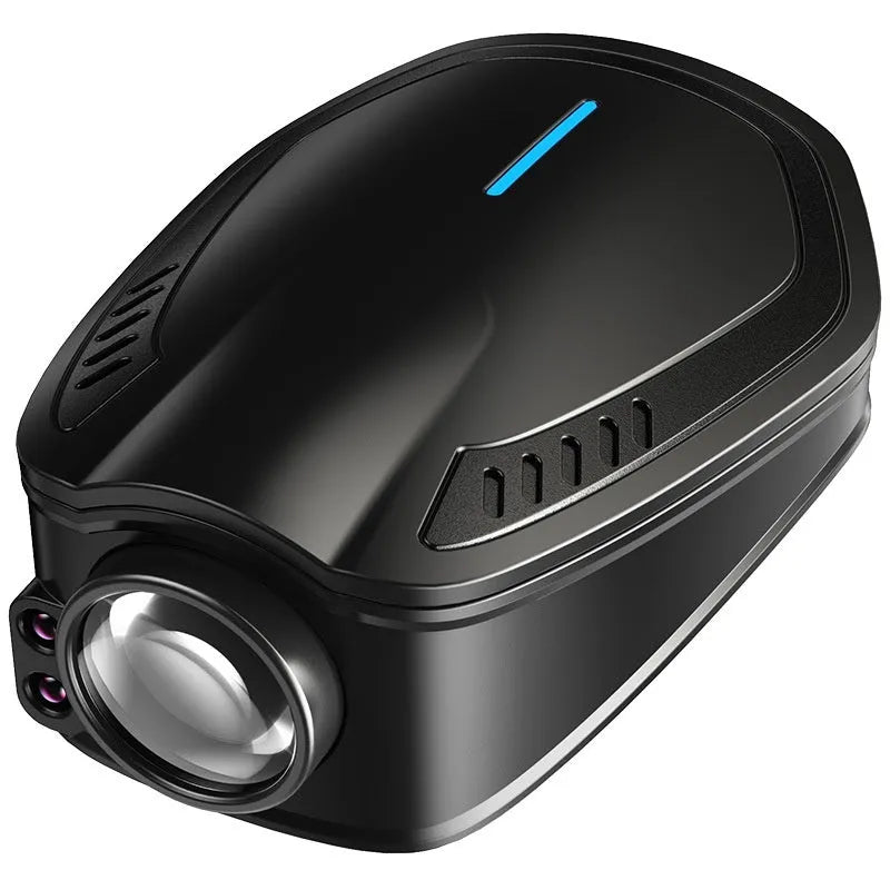 Black F2 rechargeable wireless car welcome light with magnetic base and USB charging port.