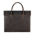 Genuine crazy horse leather men's handbag in coffee colour thin profile