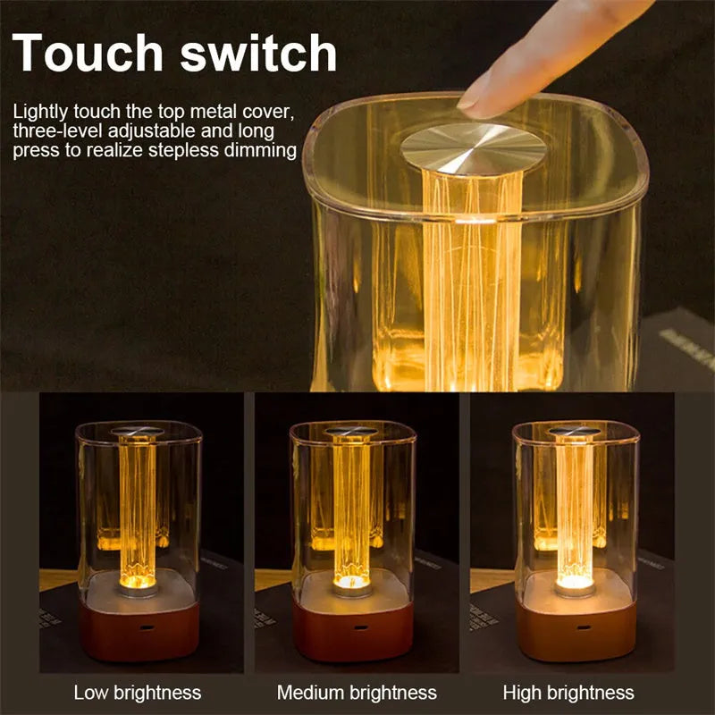 Rose gold USB touch control LED atmosphere lamp with abstract design on wooden surface