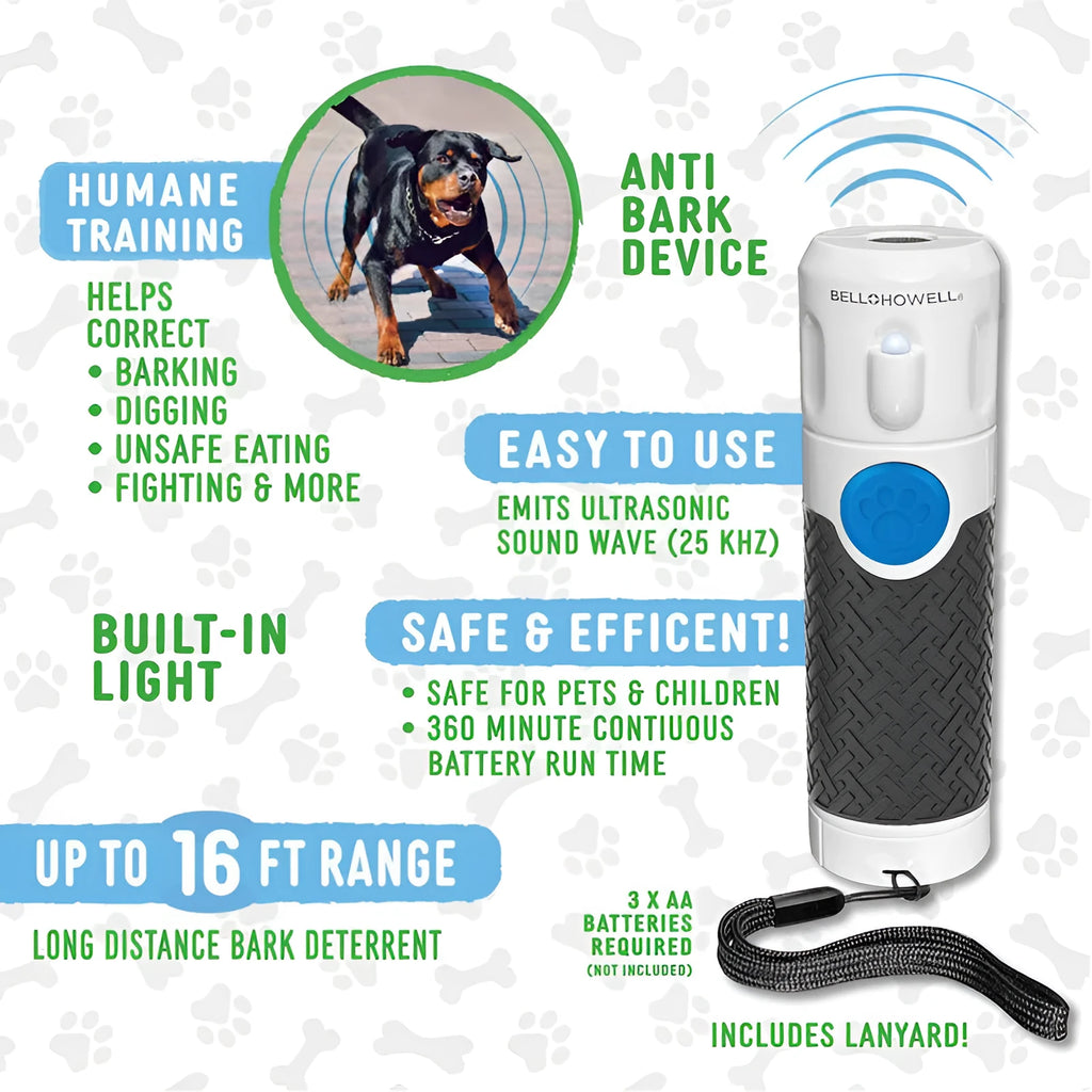 White handheld ultrasonic dog bark stop trainer for pet behaviour control