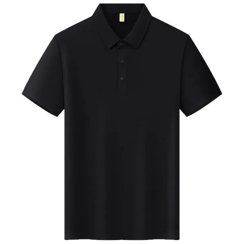 Men's slim fit solid colour t-shirt with seamless lapel design and short sleeves