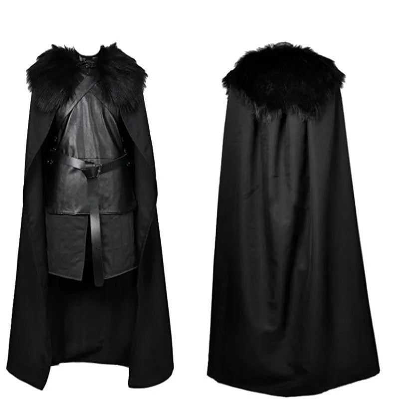 Men's black cotton and leather magic-themed cosplay costume suit for role-playing