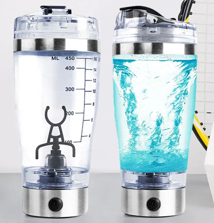 Electric protein shaker cup 450ml 600ml with USB Type-C and stainless steel colour