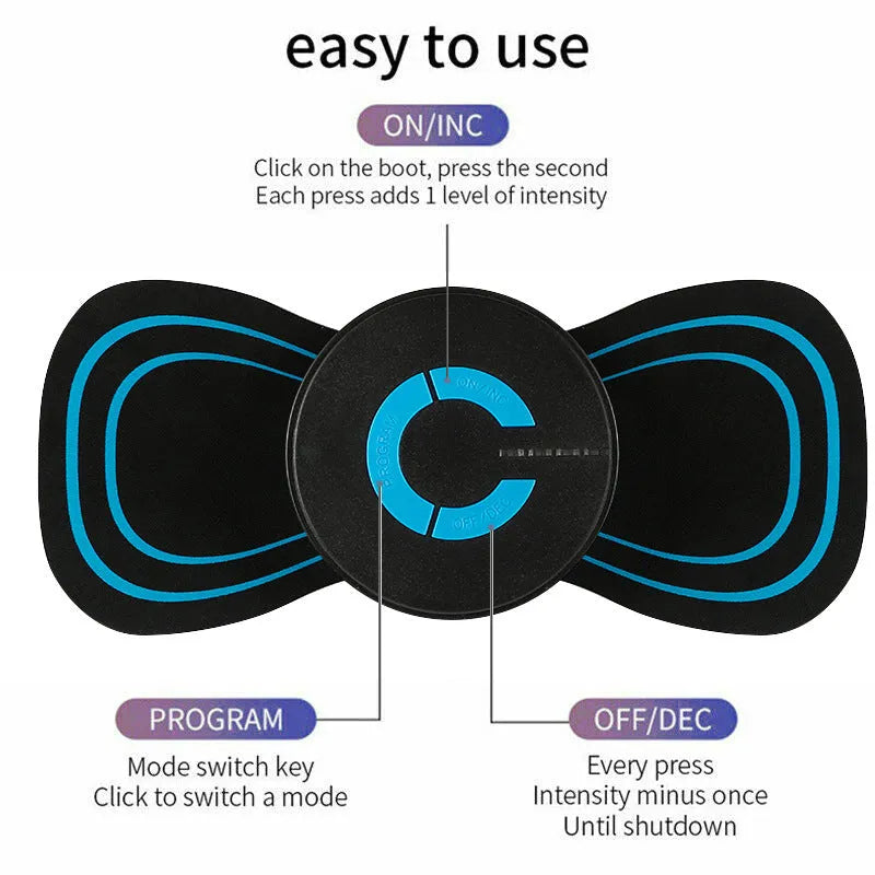 Black HQ-185 mini electric shoulder and neck massager with massage patches