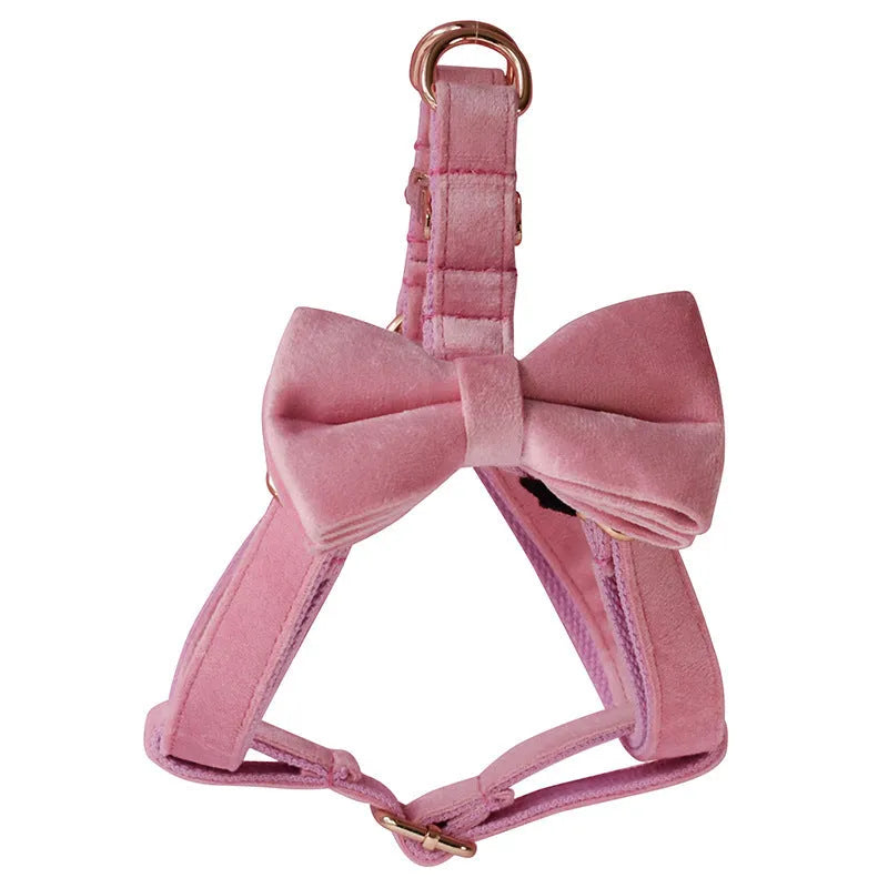 Flannel dog harness and leash set in polyester, adjustable chest strap, sizes S M L XL