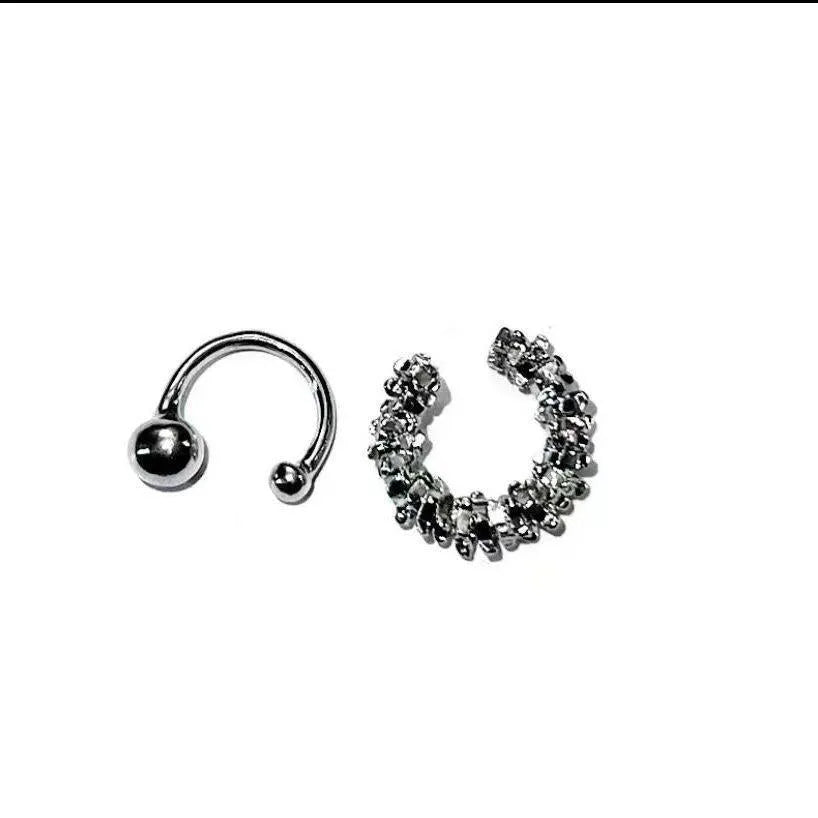 Alloy geometric ear clip earrings with irregular shape and frosty metallic finish