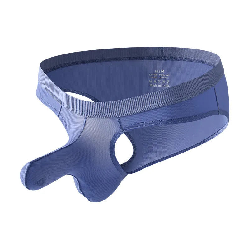 Men's low waist briefs underwear in Ice Silk fabric shown in multiple colours.