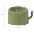 Solid green cat bowl with cactus design and anti-slip base