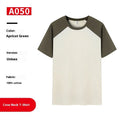Loose fit round neck t-shirt in cotton blend fabric shown in A050 Apricot Army Green colour.