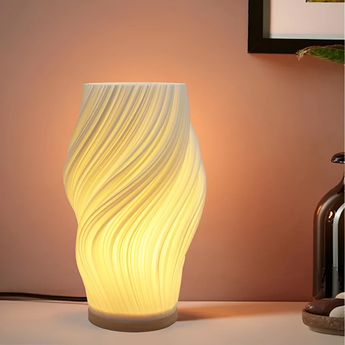 Compact Nordic-style bedside lamp with USB cable, three-colour dimming, 29cm height, Breeze F table lamp