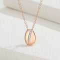 Coffee bean 925 silver necklace with inlaid zircon round pendant on a 41-50cm cross chain in white gold or rose gold colour