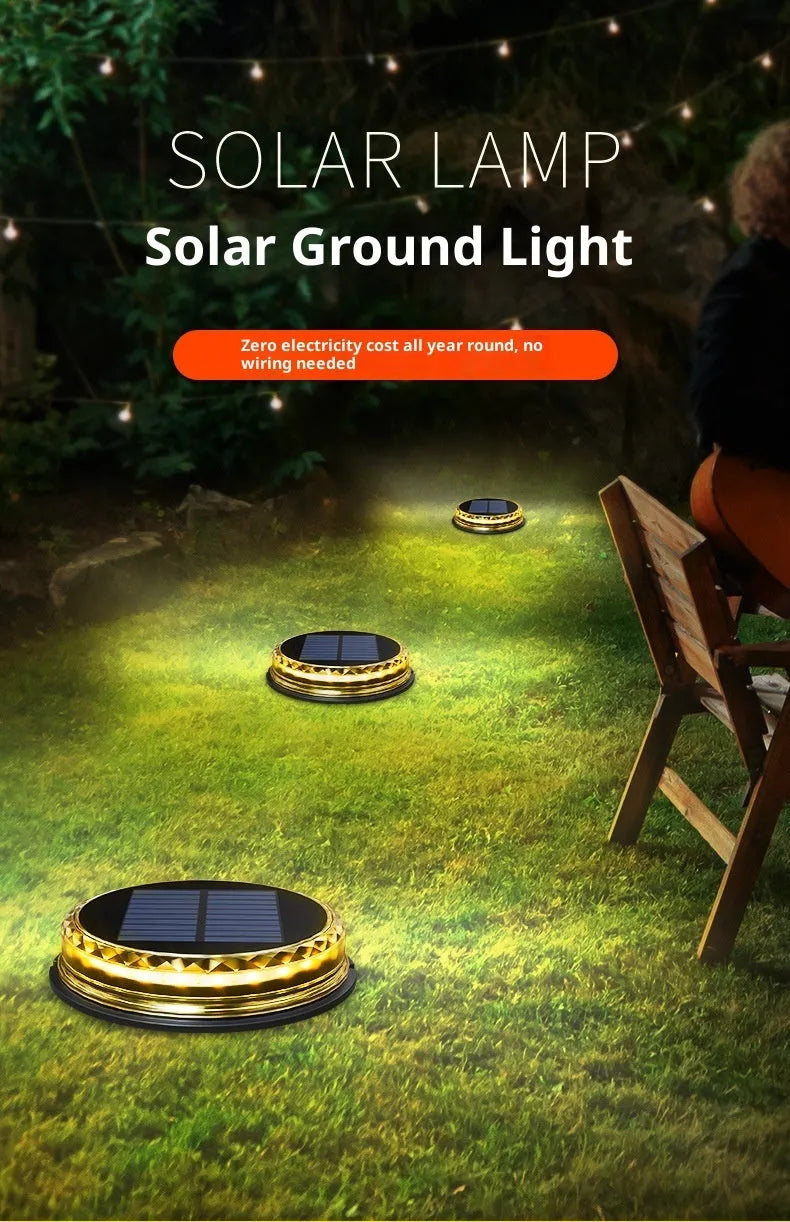Solar buried light for outdoor lawn, 121x121x26mm, with 17 LEDs and polycrystalline silicon panel