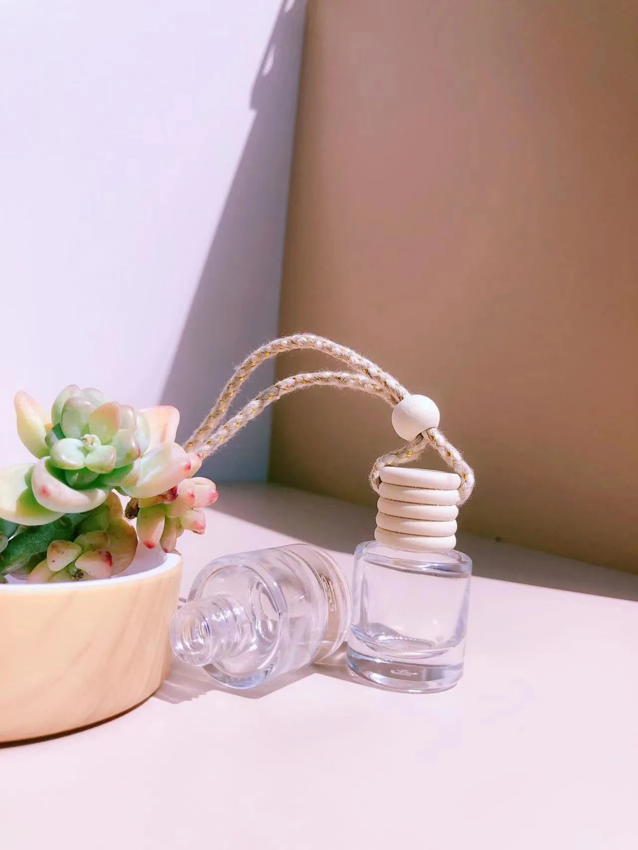 Glass car perfume pendant fragrance with refillable bottle in multiple pendant style options