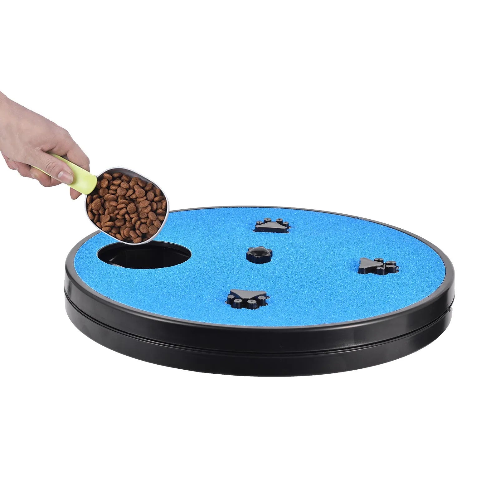 Rotating dog nail file board with six food compartments and sandpaper surface