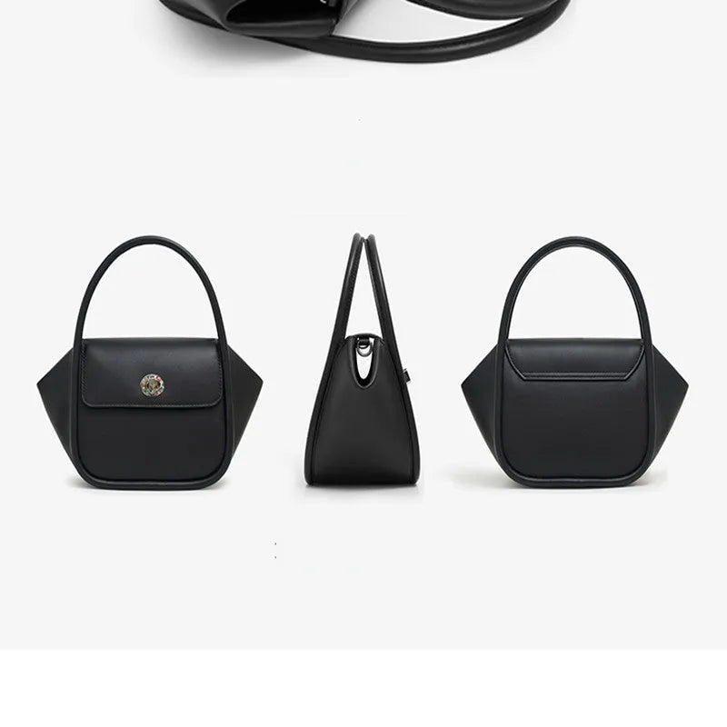 Women's leather wing tote bag in cow leather with buckle detail and cross-body strap