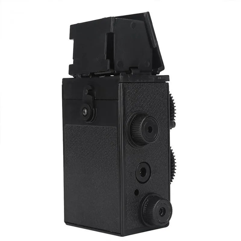 DIY dual lens combination film camera with plastic body in black