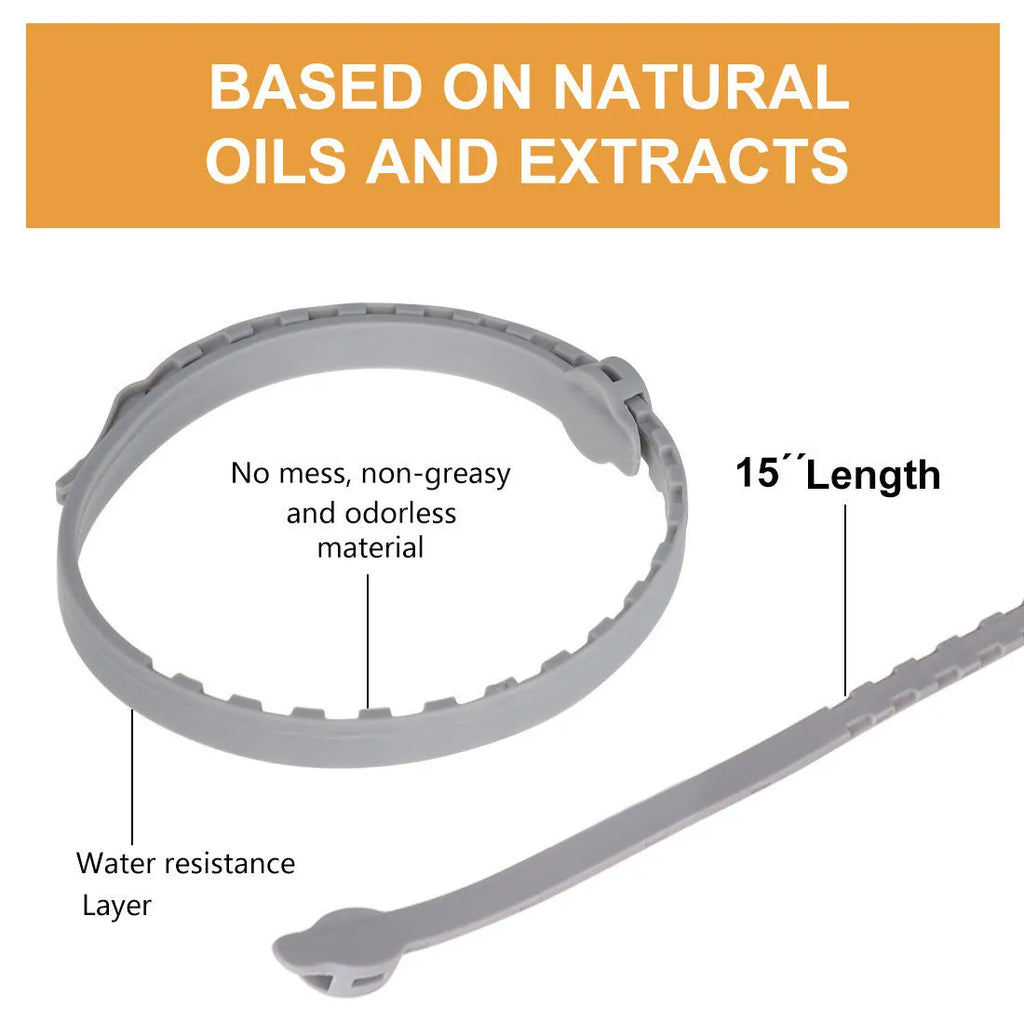 Grey natural essential oil flea collar, adjustable 57 cm TPE pet collar for dogs and cats