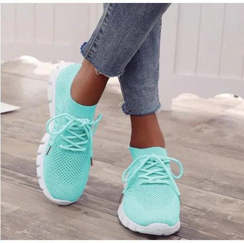 Women's breathable sneakers in multiple colours with rubber soles and lace-up front